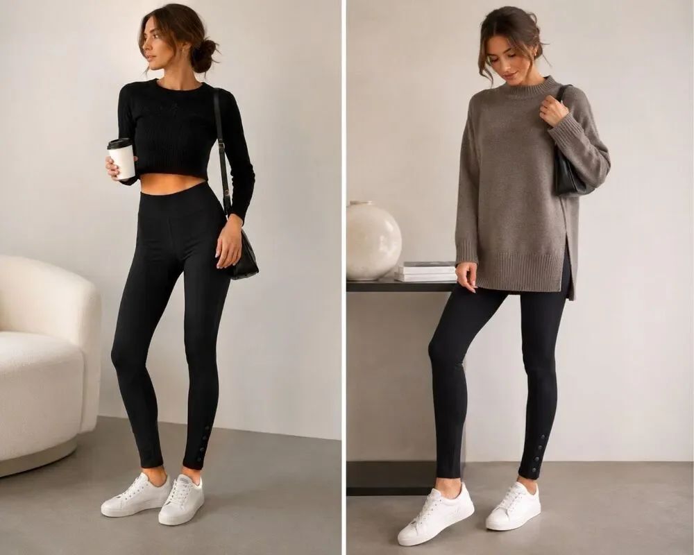 Arden B Black Button Hem Leggings Size S Stretch Pull On Slim Casual Pants
